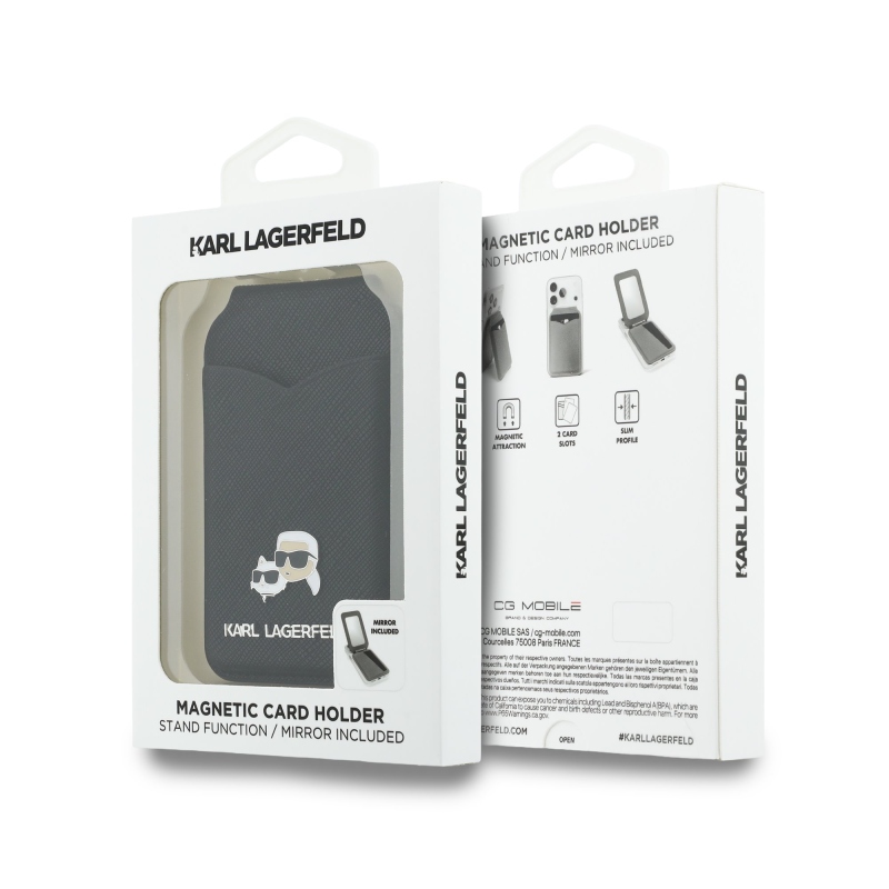 Karl Lagerfeld Mirror MagSafe Cardslot Peněženka se Stojanem Black