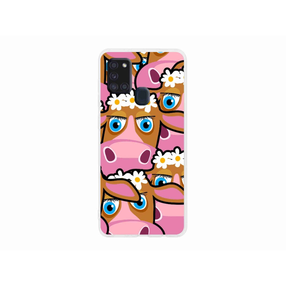 Gelový kryt mmCase na Samsung Galaxy A21s - kreslené kravičky
