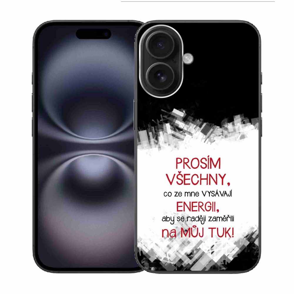 Gelový kryt mmCase na iPhone 16 - vtipný text 1 červený