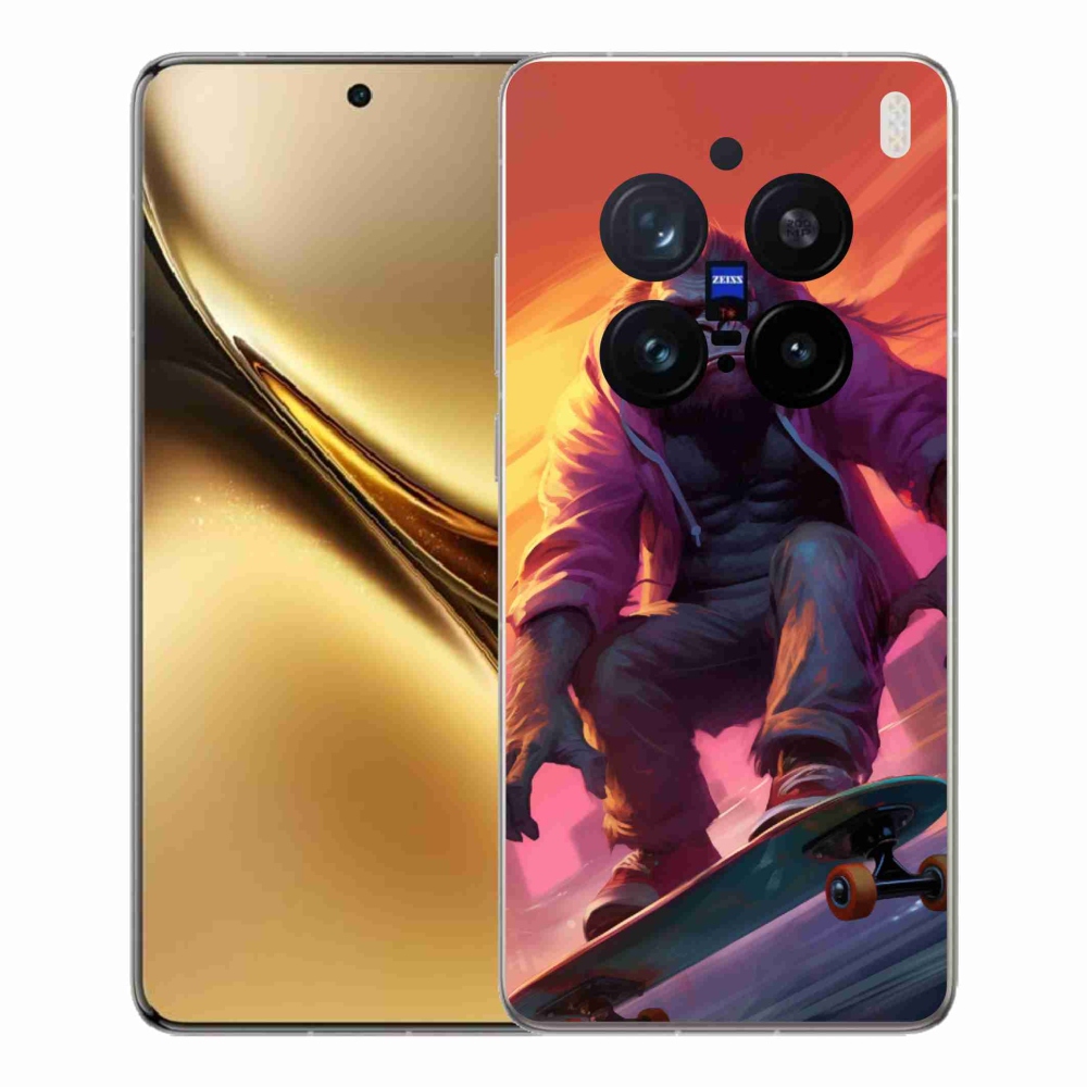Gelový kryt mmCase na Vivo X200 Pro 5G - gorila na skateboardu