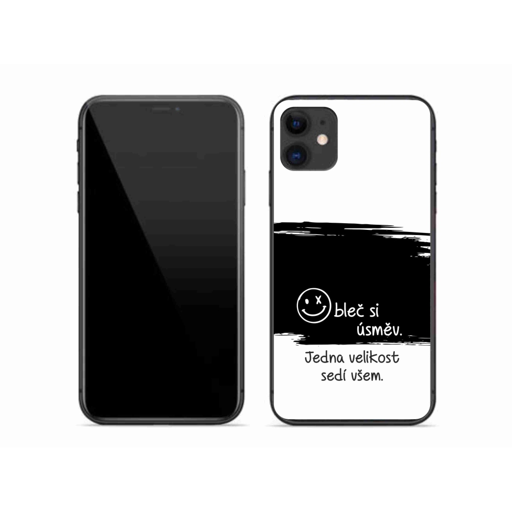 Gelový kryt mmCase na iPhone 11 - vtipný text 8 černobílé pozadí