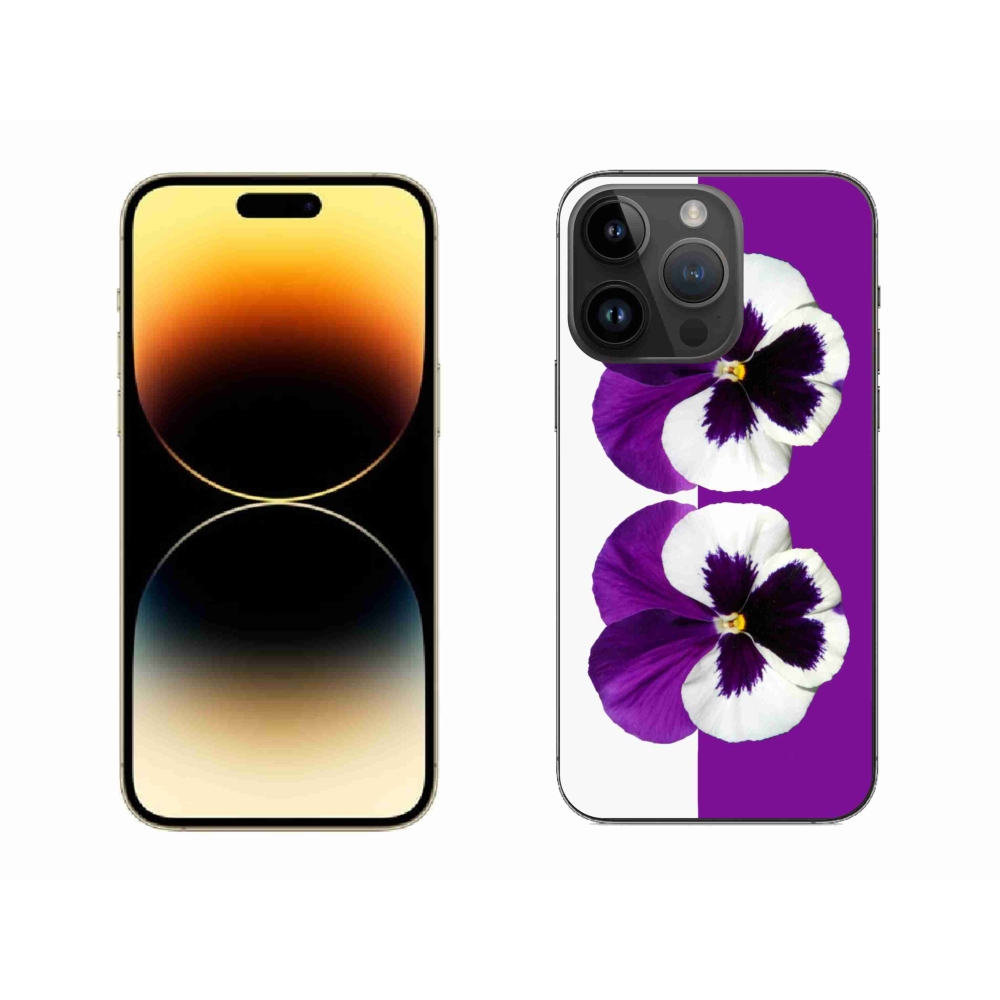 Gelový kryt mmCase na iPhone 14 Pro Max - fialovobílý květ