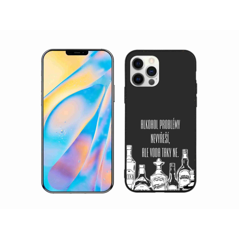 Gelový kryt mmCase na iPhone 12 Pro - vtipný text černé pozadí