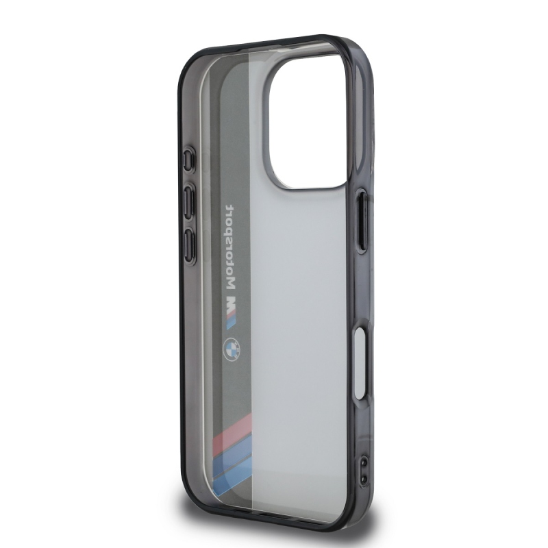 BMW IML Motorsport Vertical Stripe Zadní Kryt pro iPhone 16 Pro Max Grey