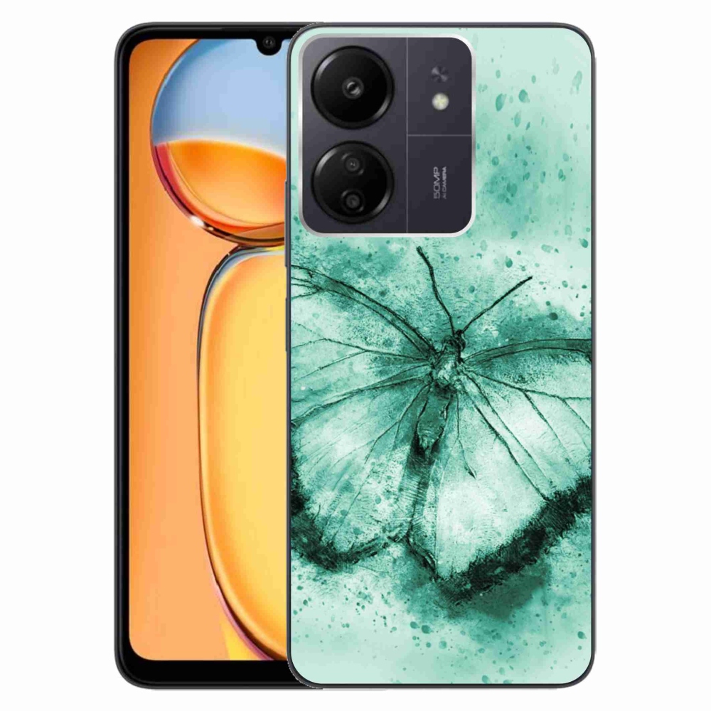 Gelový obal mmCase na Xiaomi Poco C65/Redmi 13C - zelený motýl