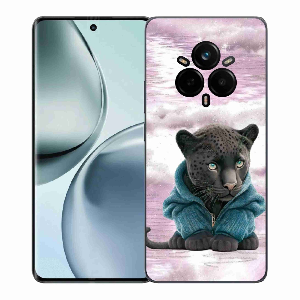 Gelový kryt mmCase na Realme 14 Pro+ 5G - černý panter ve svetru