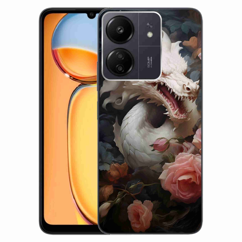 Gelový kryt mmCase na Xiaomi Poco C65/Redmi 13C - bílý drak
