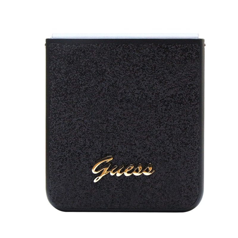 Guess PC/TPU Glitter Flakes Metal Logo Zadní Kryt pro Samsung Galaxy Z Flip 5 Black