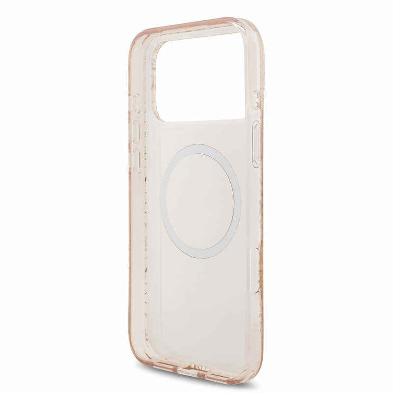 Guess IML Flowers Allover Strap MagSafe Zadní Kryt pro iPhone 18 Pro Max Pink