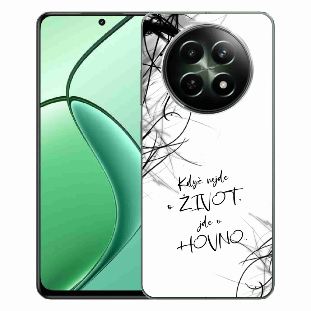 Gelový kryt mmCase na Realme 12 5G/12x 5G - vtipný text 16 bílé pozadí