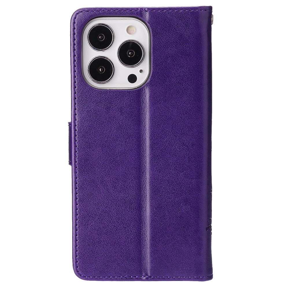 Flowers knížkové pouzdro na iPhone 15 Pro - tmavěfialové
