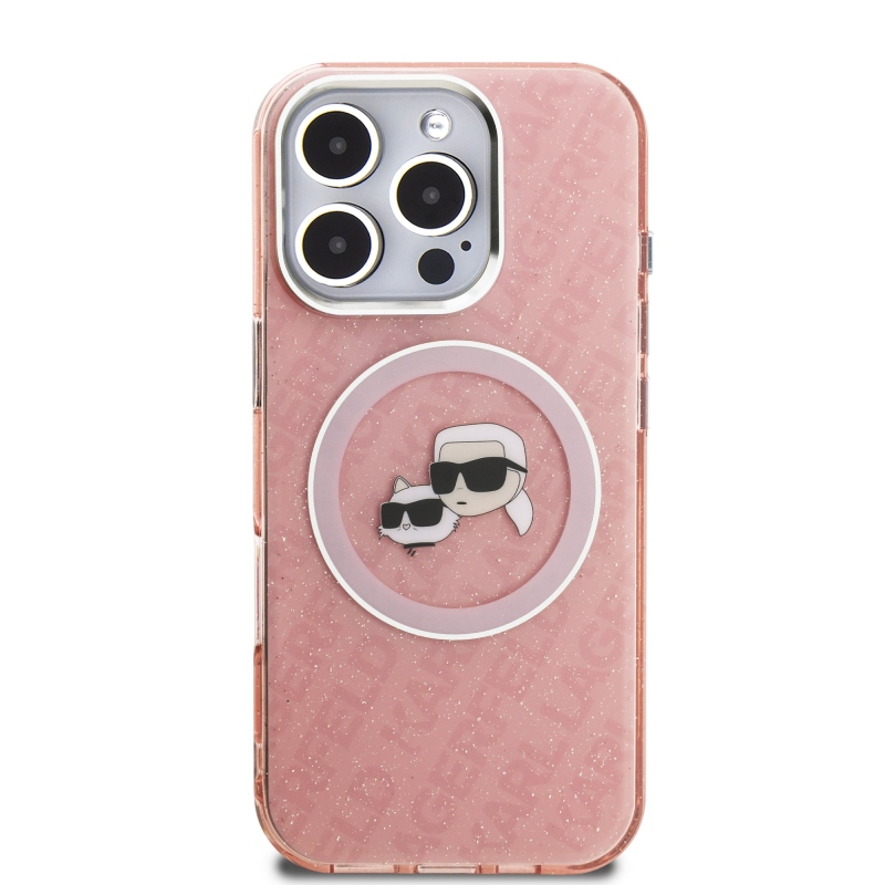 Karl Lagerfeld IML K&CH Heads Repeated Logo MagSafe Zadní Kryt pro iPhone 16 Pro Max Pink
