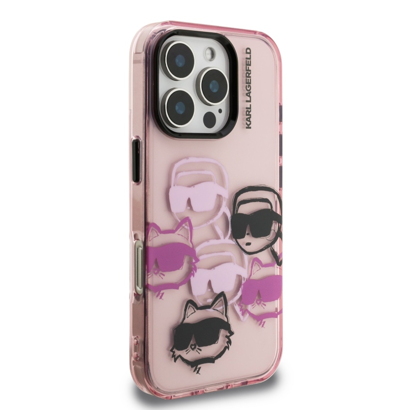 Karl Lagerfeld IML Multi K&CH Heads Zadní Kryt pro iPhone 16 Pro Pink