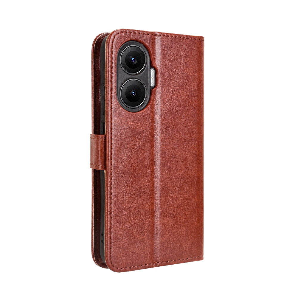 Crazy knížkové pouzdro na Xiaomi Poco F7 5G - hnědé