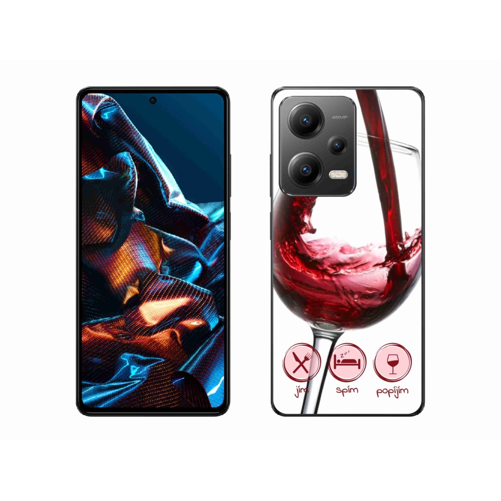 Gelový obal mmCase na mobil Xiaomi Redmi Note 12 Pro 5G - sklenička vína červené