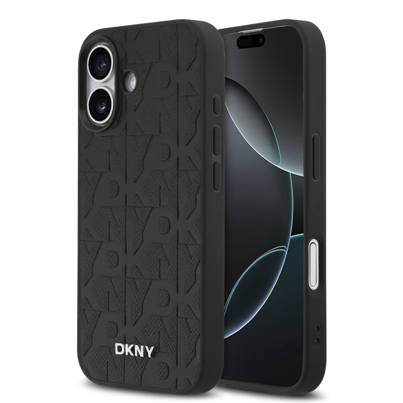 DKNY PU Leather Grid Pattern Magsafe Zadní Kryt pro iPhone 17 Black