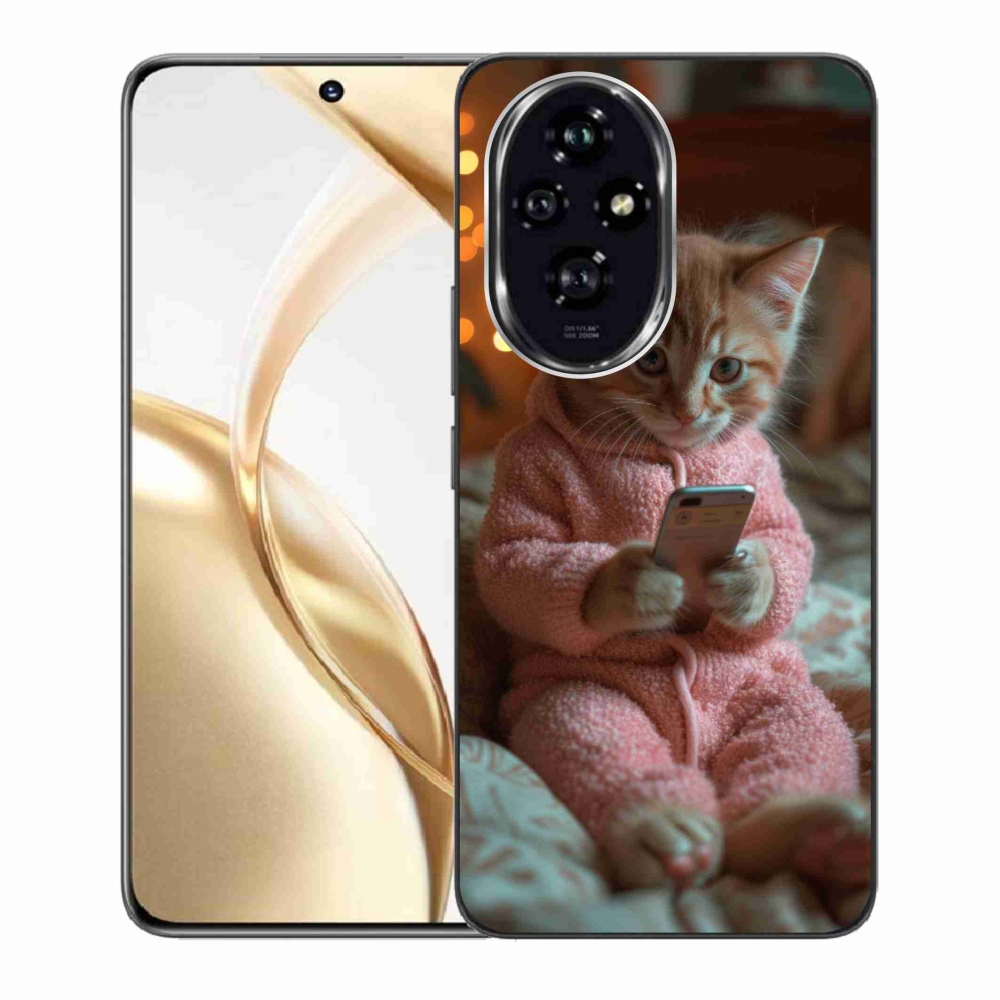 Gelový kryt mmCase na Honor 200 5G - kotě s mobilem