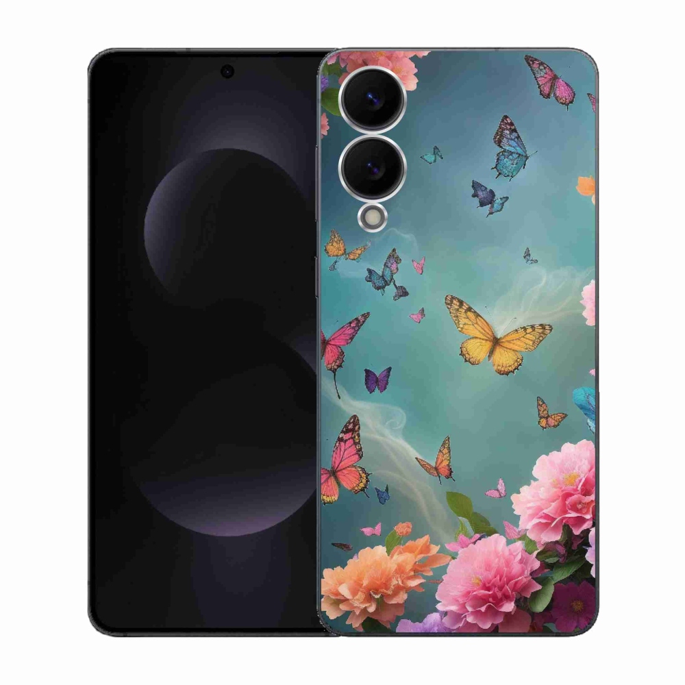 Gelový kryt mmCase na Samsung Galaxy S25 Edge - barevné květy a motýli