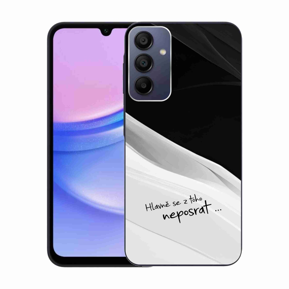 Gelový kryt mmCase na Samsung Galaxy A15 4G/5G - vtipný text 13 bíločerné pozadí