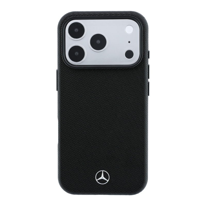 Mercedes PU Leather Wood Semi Wrap MagSafe Zadní Kryt pro iPhone 18 Pro Black