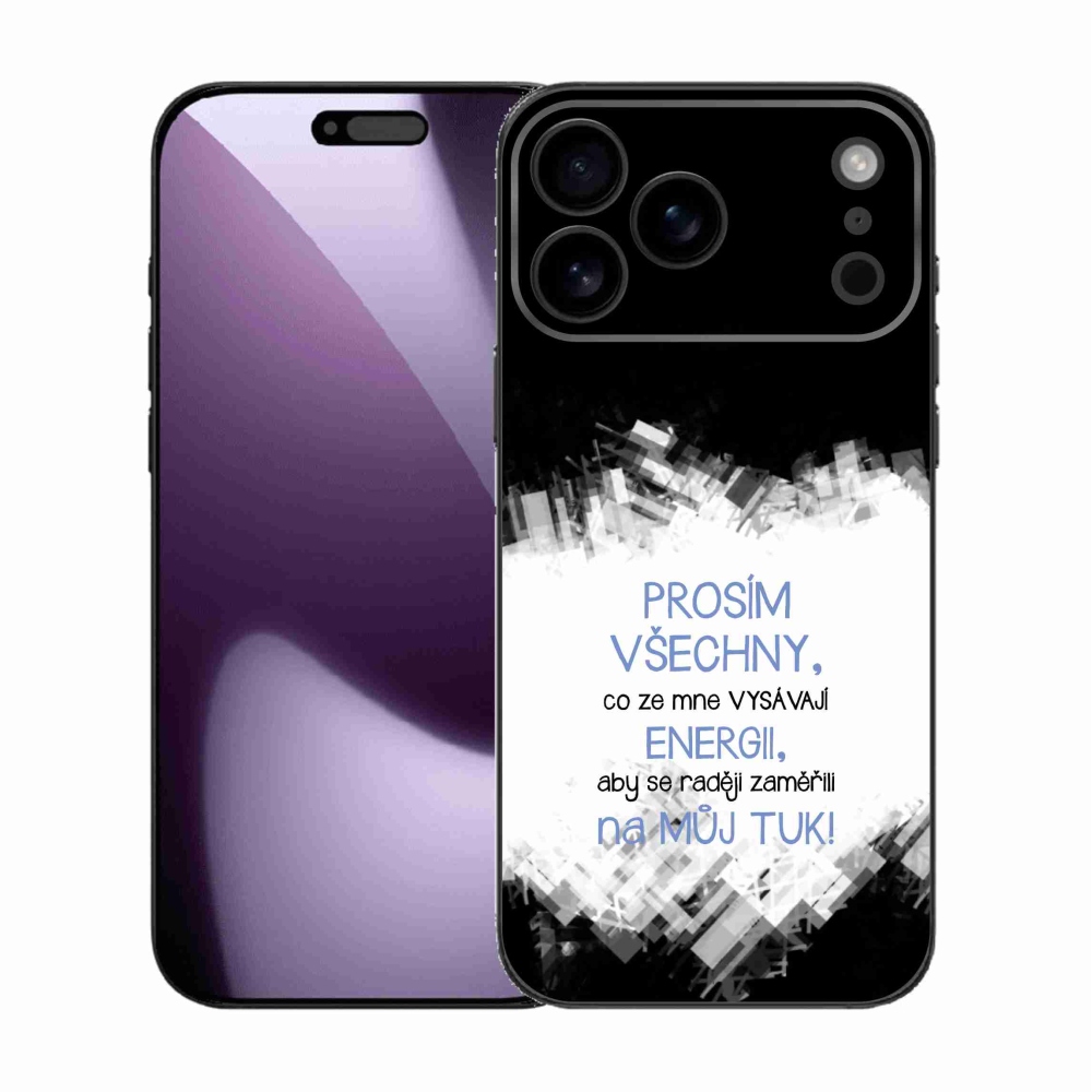 Gelový kryt mmCase na iPhone 17 Pro Max - vtipný text 1 modrý