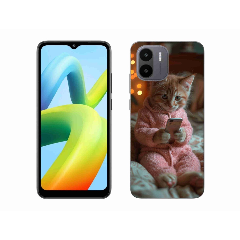 Gelový kryt mmCase na Xiaomi Redmi A1/Redmi A2 - kotě s mobilem