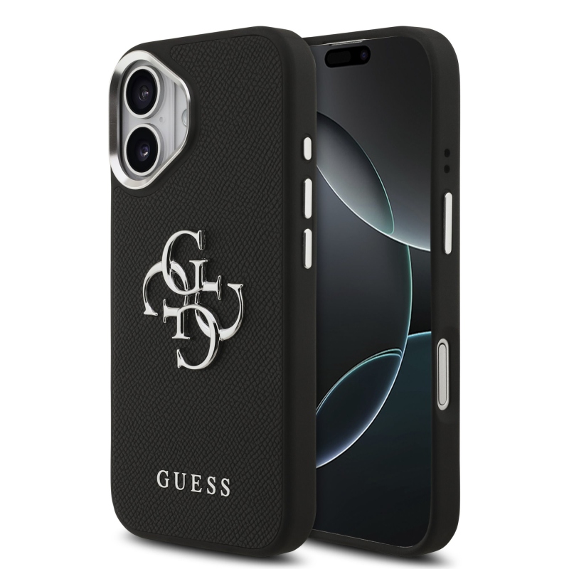 Guess PU Grained 4G Metal Logo Zadní Kryt pro iPhone 17 Black