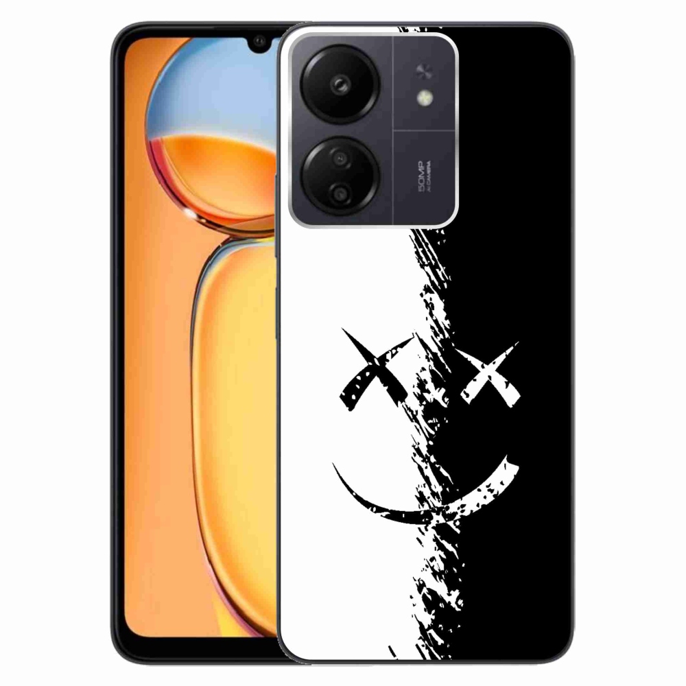 Gelový kryt mmCase na Xiaomi Poco C65/Redmi 13C - černobílý smajlík
