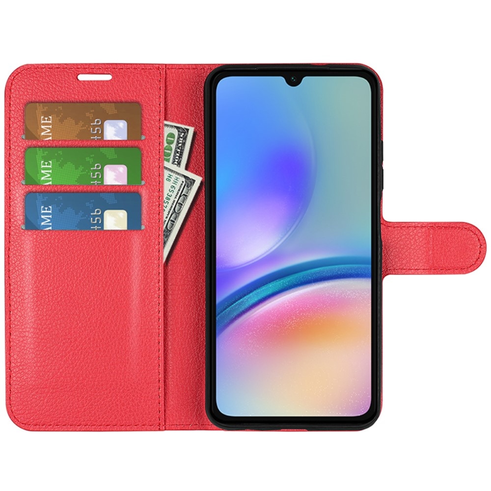 Litchi knížkové pouzdro na Samsung Galaxy A05s - červené