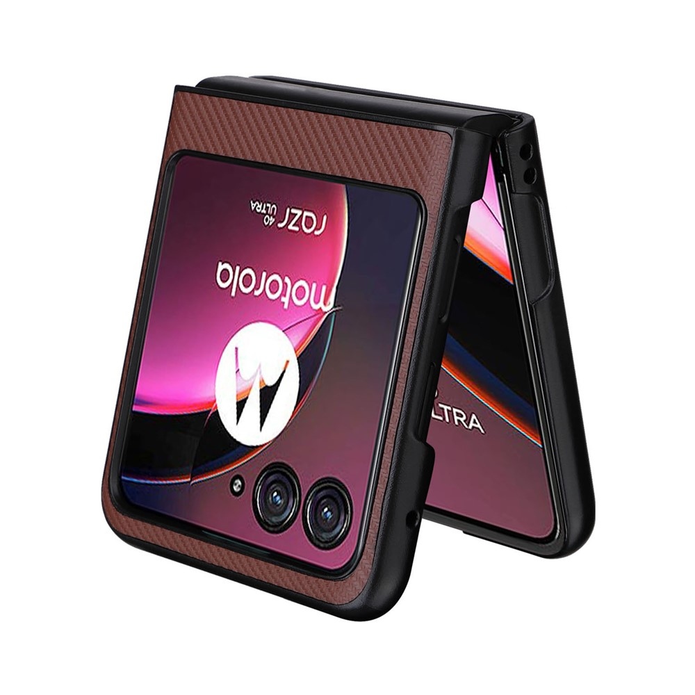 Textury plastový kryt s umělou kůží na Motorola Razr 40 Ultra 5G - hnědý
